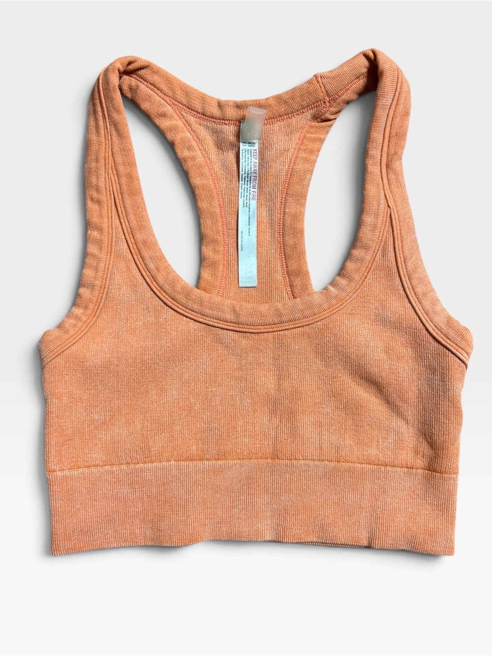 Free People Peach Ribbed Racerback Crop Top